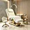 Luxury White PU Electric Adjustable Beauty Bed, Golden Metal Base for Eyelash Extension Facial Spa Cosmetic Salon Treatment